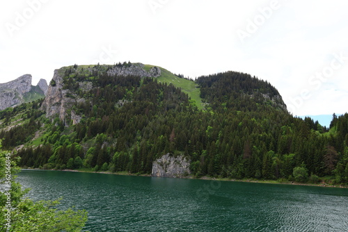 View on the Taney Lake which is a lake in the canton of Valais, Switzerland. photo