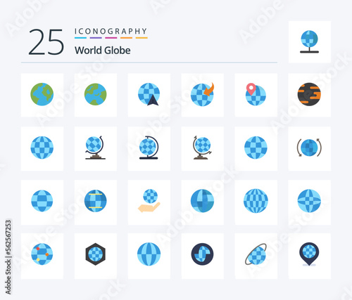 Globe 25 Flat Color icon pack including world. global. pin. globe. earth © Muhammad