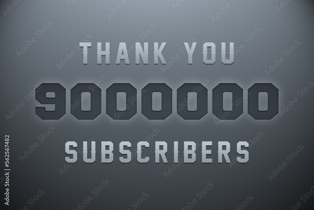 9000000 subscribers celebration greeting banner with Metal Engriving Design