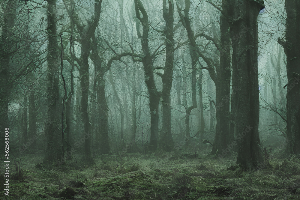 fog in the woods created with Generative AI technology