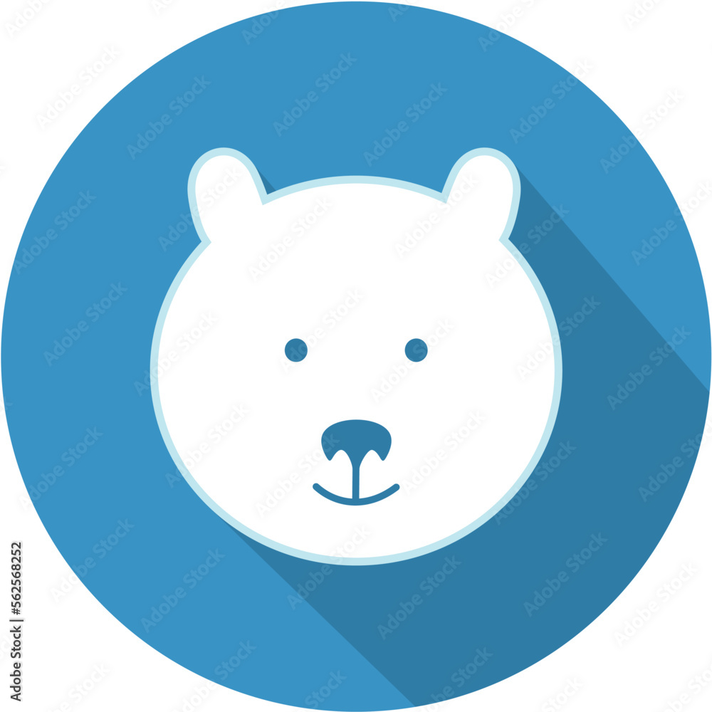 head teddy bear flat icon with long shadow head teddy bear flat icon with long shadow