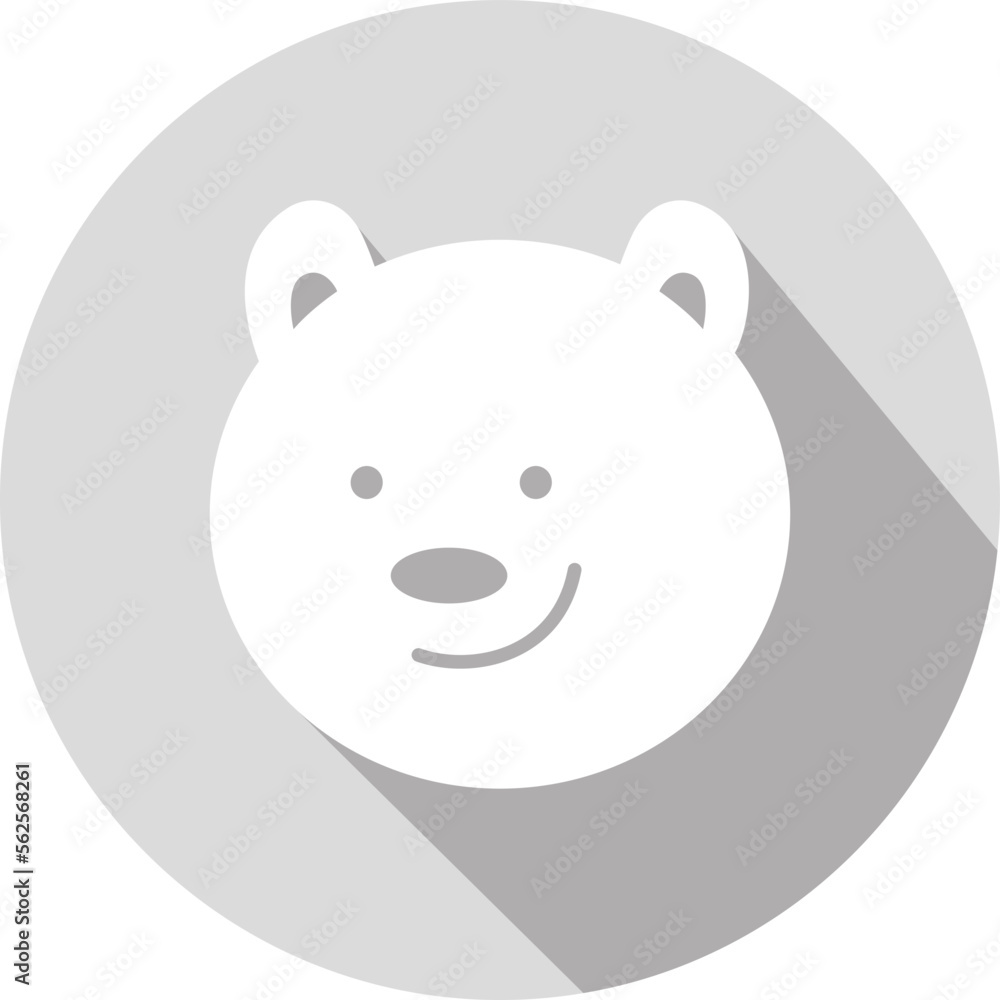 head teddy bear flat icon with long shadow head teddy bear flat icon with long shadow