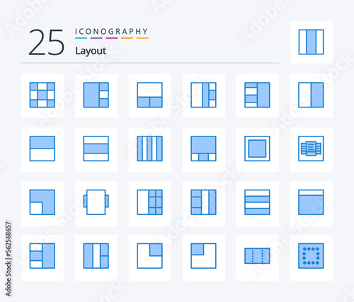 Layout 25 Blue Color icon pack including scale. view. view. layout. wireframe © Muhammad