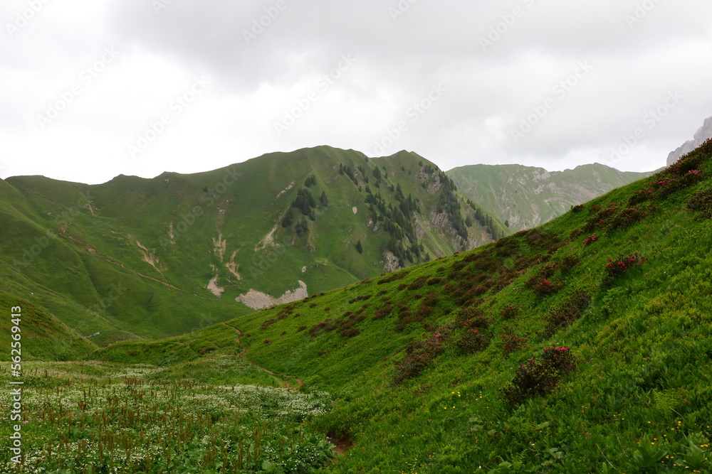 View on the Château d'Oche which is a mountain in the Chablais Alps in Haute-Savoie, France View on the Château d'Oche which is a mountain in the Chablais Alps in Haute-Savoie, France