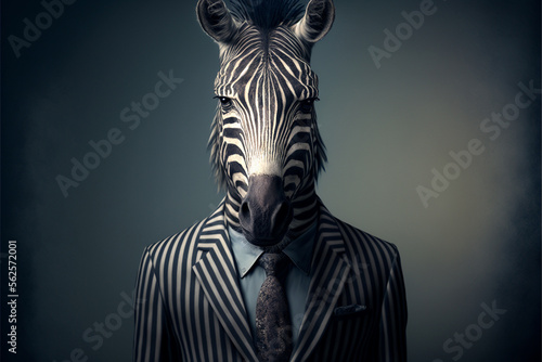 zebra man in business suit  AI generate