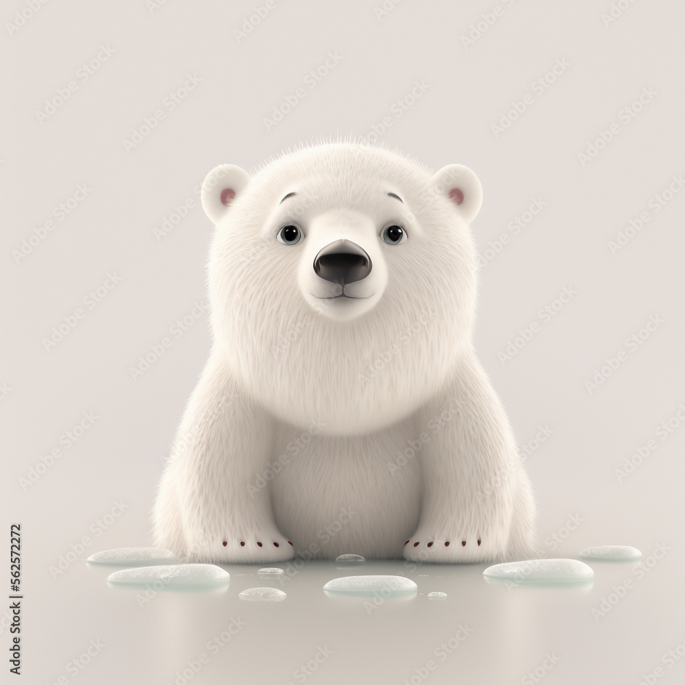 cute polar bear with climate change, AI generate cute polar bear with climate change, AI generate