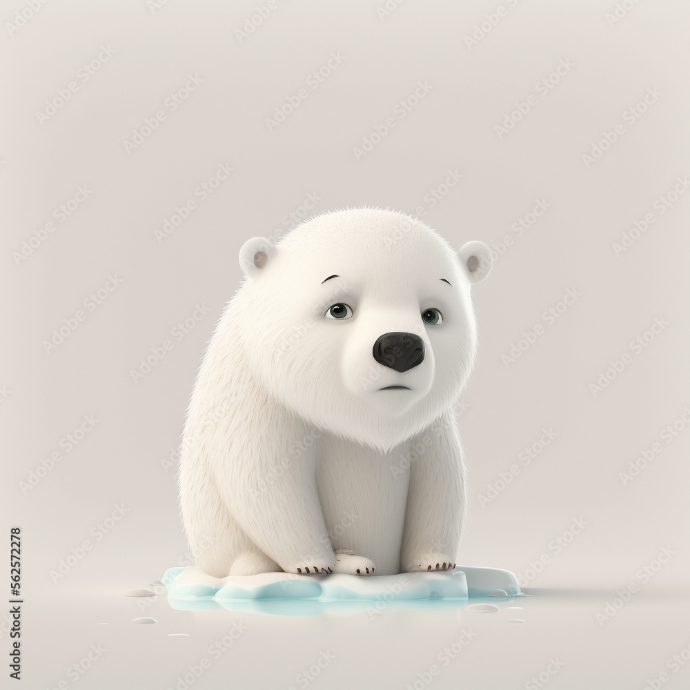 cute polar bear with climate change, AI generate cute polar bear with climate change, AI generate