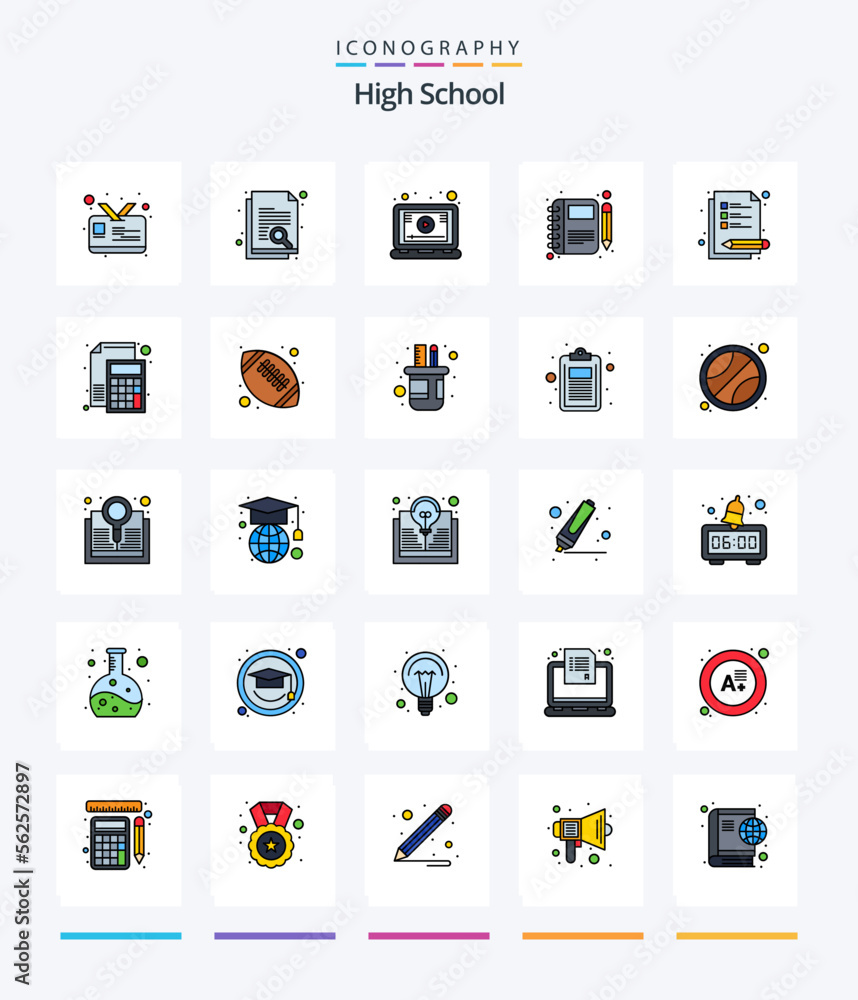 Creative High School 25 Line FIlled icon pack  Such As notes. pen. online. notebook. moleskin