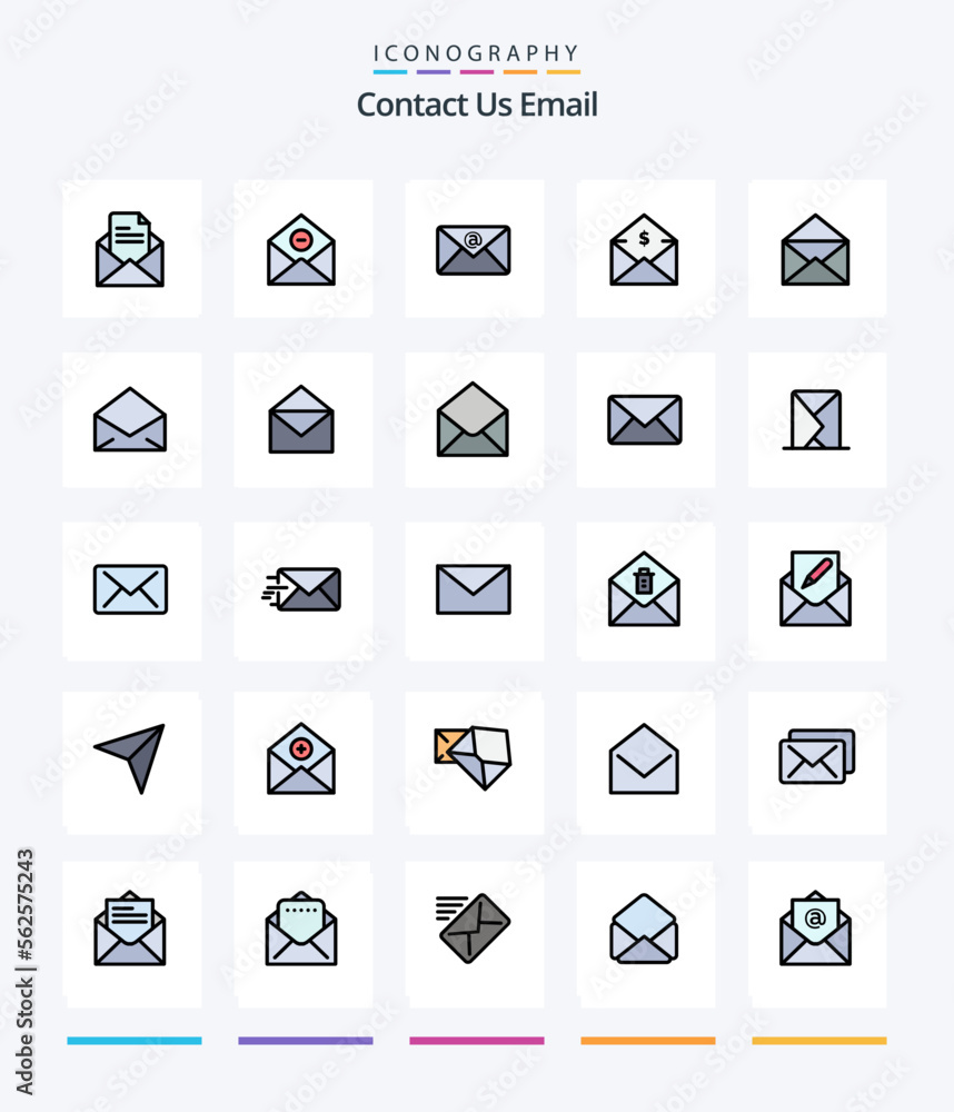 Creative Email 25 Line FIlled icon pack  Such As message. email. email. money-order. mail