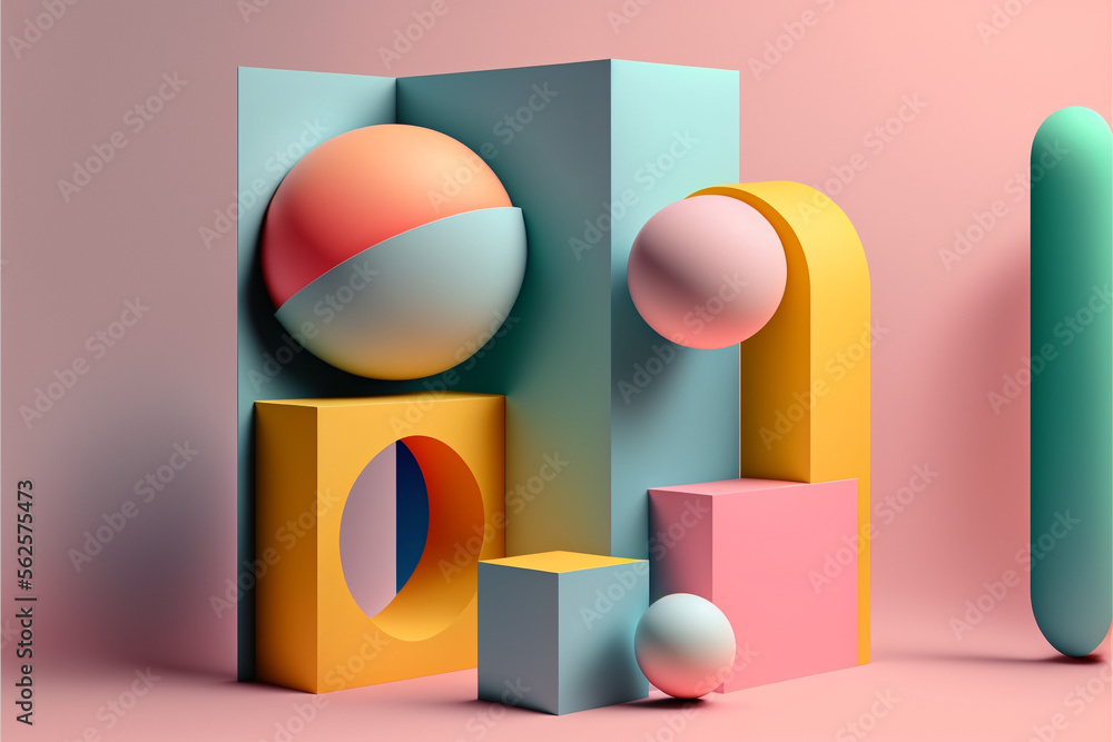 Bold and Minimalist Shapes, 3D, Pastel Bold and Minimalist Shapes, 3D, Pastel