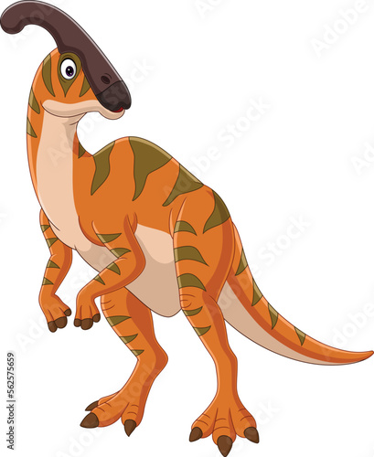 Cartoon parasaurolophus on white background