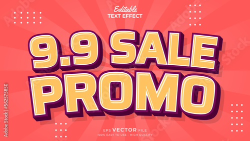 Editable text effect - 9.9 Promotion Sale 3d template style