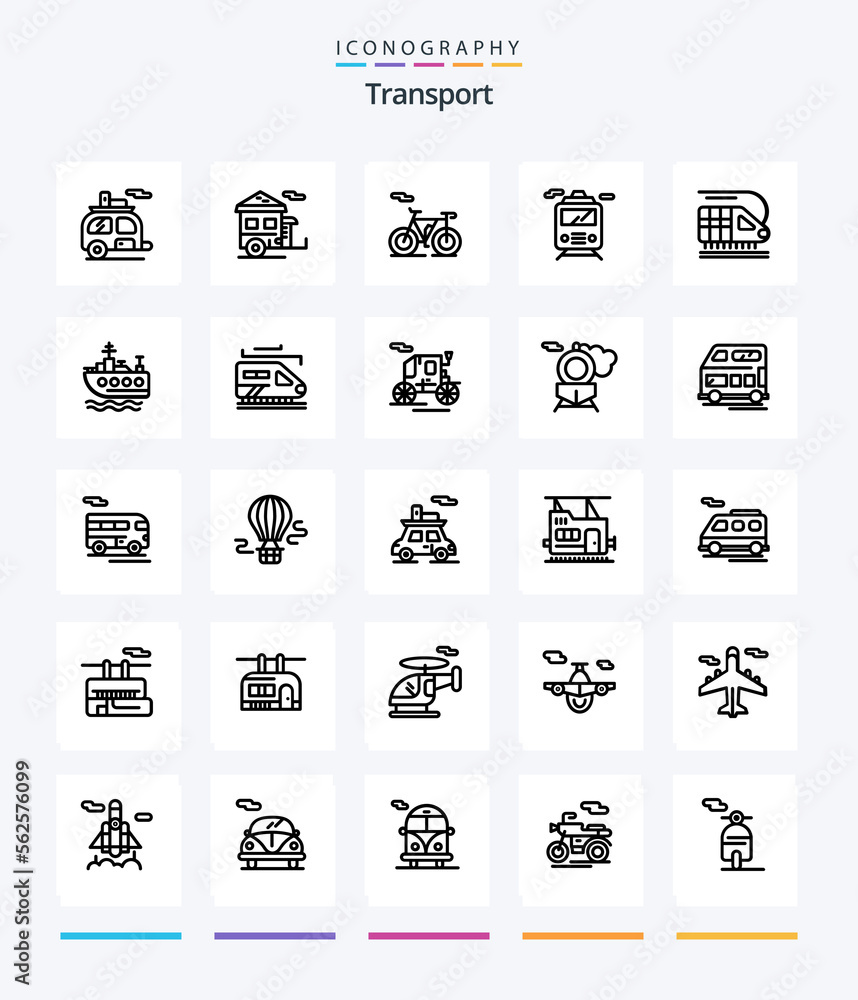 Creative Transport 25 OutLine icon pack  Such As horse drawn vehicle. transport. train. train. swim