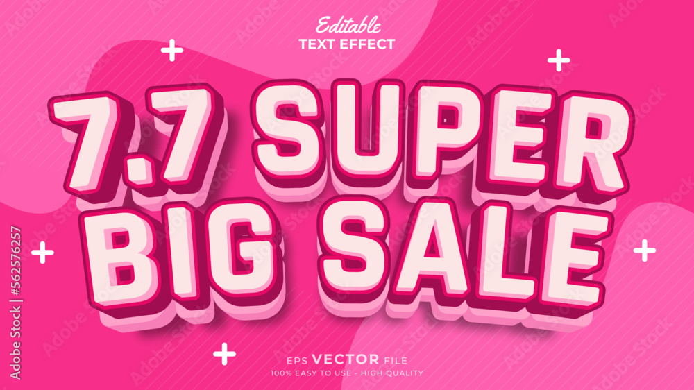 Editable text effect - 7.7 Promotion Sale 3d template style