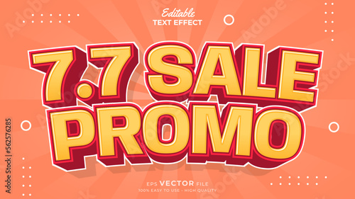 Editable text effect - 7.7 Promotion Sale 3d template style