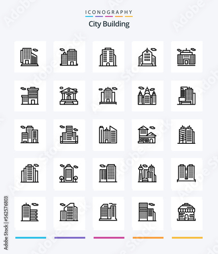 Creative City Building 25 OutLine icon pack  Such As building. building. building. architecture. bank account photo