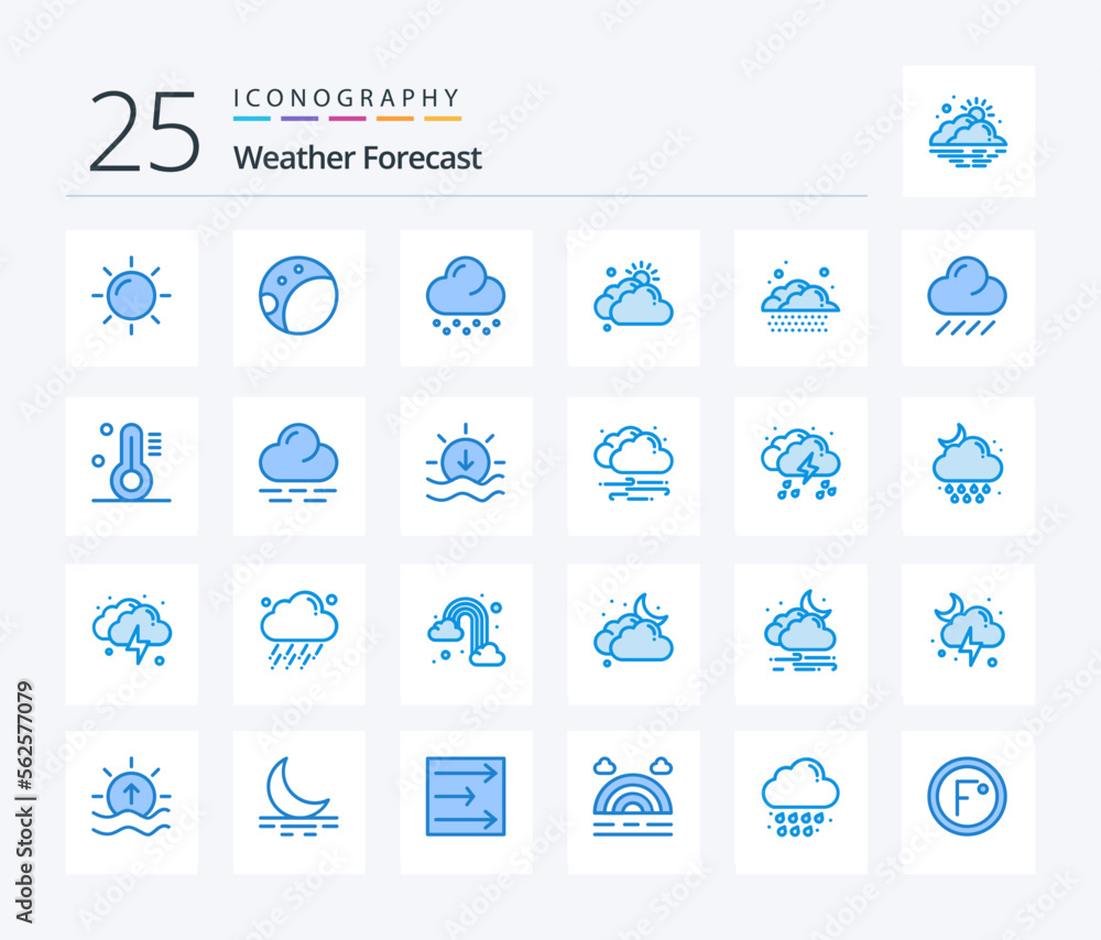 Weather 25 Blue Color icon pack including weather. temperature. cloud. weather. cloud