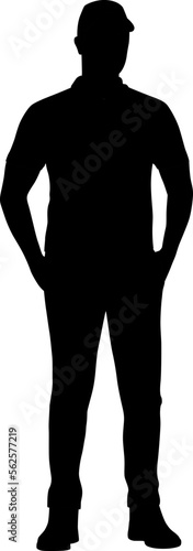 Wallpaper Mural Silhouette of delivery guy with a backpack. Delivery man with a package. Vector flat style illustration isolated on white. Full-length view Torontodigital.ca
