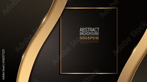 curve wave line luxury gold black background, overlap layer shadow gradients, composition for illustration advertising, application, banner, media cover, brochure template design