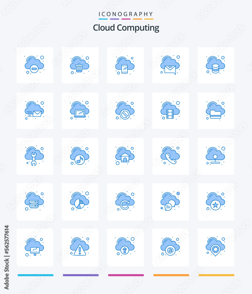 Creative Cloud Computing 25 Blue icon pack  Such As data. message. computing. recieved. cloud