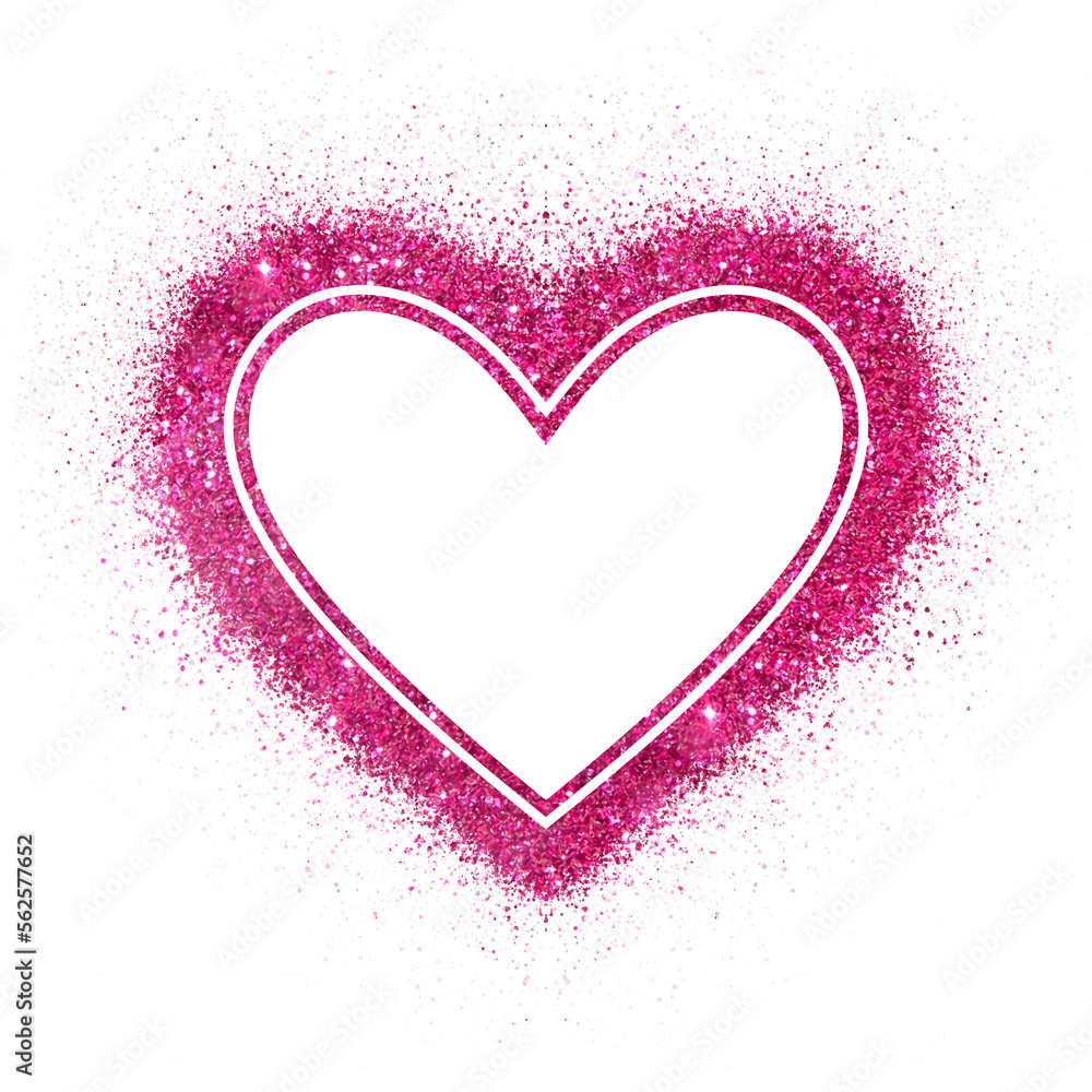 sparkling heart/love shaped pink grain illustration, no background, suitable for template design, element, backdrop, border, card, etc.