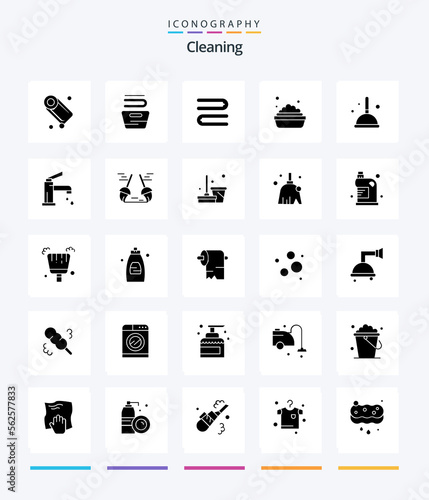 Creative Cleaning 25 Glyph Solid Black icon pack  Such As witch. cleaning. clean. broom. cleaning © Muhammad