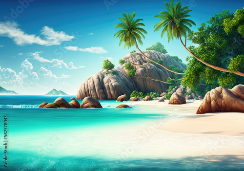 lonely tropical island as holiday theme created with Generative AI technology