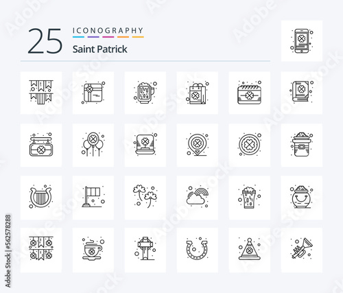 Saint Patrick 25 Line icon pack including date. shopping. beer. shop. purchase