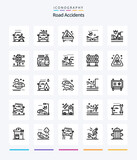 Creative Road Accidents 25 OutLine icon pack  Such As car. accidents. road. crash. sign