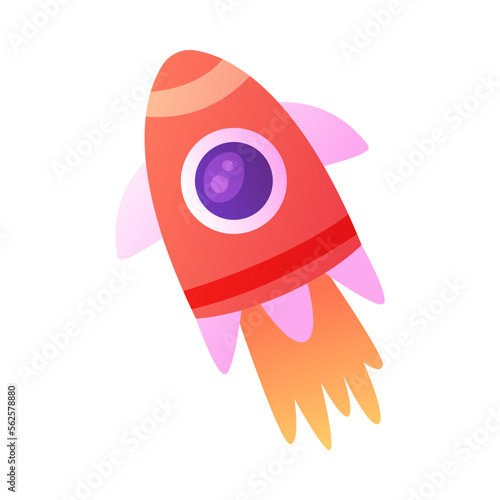 Rocket as Spacecraft Flying in Space Vector Illustration