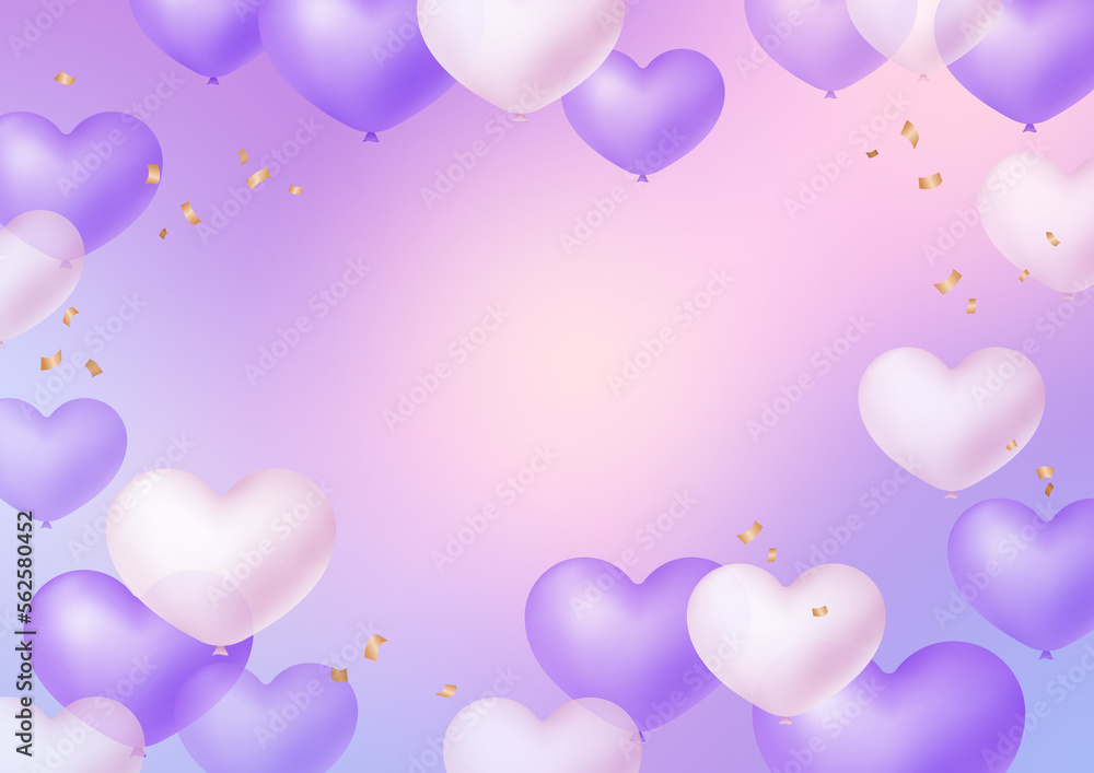 Romantic purple heart illustration background.