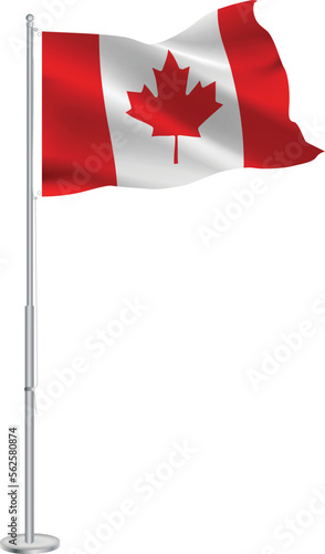 Isolated waving national flag of Canada on flagpole
