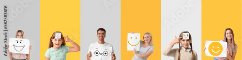 Collage of happy people wit...