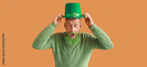 Funny surprised mature man ...