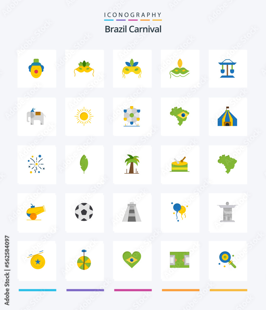 Creative Brazil Carnival 25 Flat icon pack  Such As law. drum. costume. celebration. brazilian