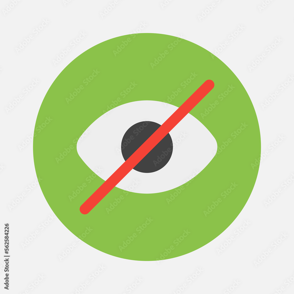 Not visible icon in flat style about essentials, use for website mobile app presentation Not visible icon in flat style about essentials, use for website mobile app presentation