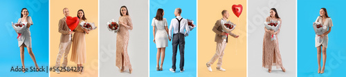 Young couple with bouquet o...