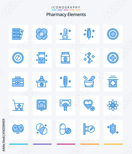 Creative Pharmacy Elements 25 Blue icon pack Such As medicine. syringe. medical. medical. doctor