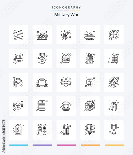 Creative Military War 25 OutLine icon pack Such As army. war. atomic. vehicle. army tank
