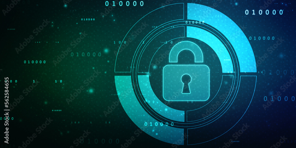 Digital Padlock on abstract technology background, Technology security concept. Modern safety digital background. Protection system, Cyber Security and safety information, personal data concept Digital Padlock on abstract technology background, Technology security concept. Modern safety digital background. Protection system, Cyber Security and safety information, personal data concept