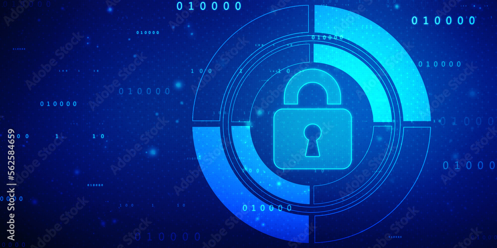 Digital Padlock on abstract technology background, Technology security concept. Modern safety digital background. Protection system, Cyber Security and safety information, personal data concept Digital Padlock on abstract technology background, Technology security concept. Modern safety digital background. Protection system, Cyber Security and safety information, personal data concept