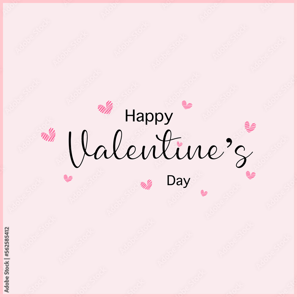 Happy valentines day lettering postcard pink background,vector,illustration