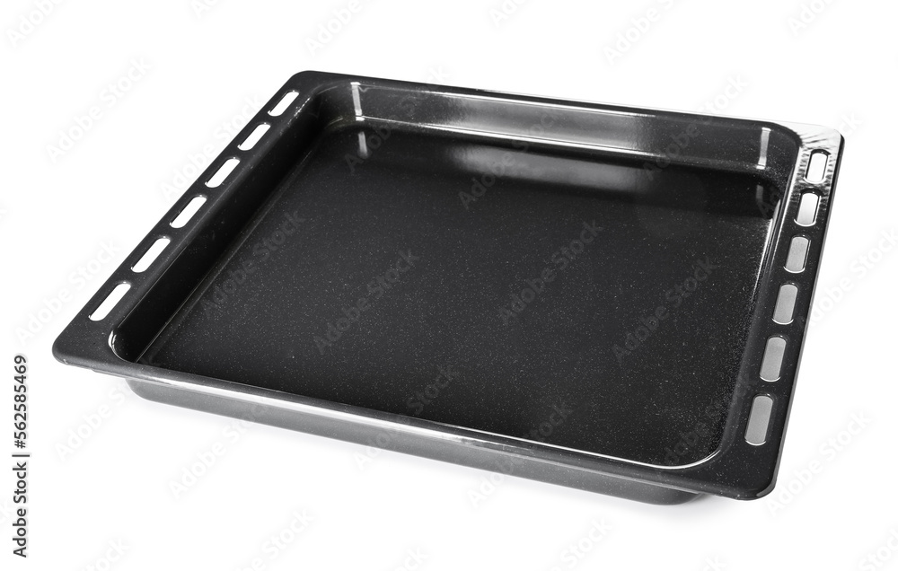 Metal baking tray for oven on white background Metal baking tray for oven on white background