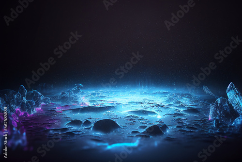 Ice. Beautiful ice background. Generative AI. Realistic ice and snow on dark background © Ruslan Shevchenko