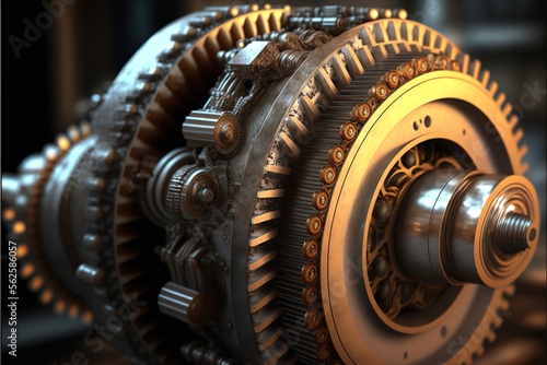 Industrial mechanic gear wheel created with generative ai