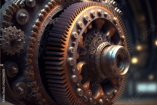 Industrial mechanic gear wheel created with generative ai