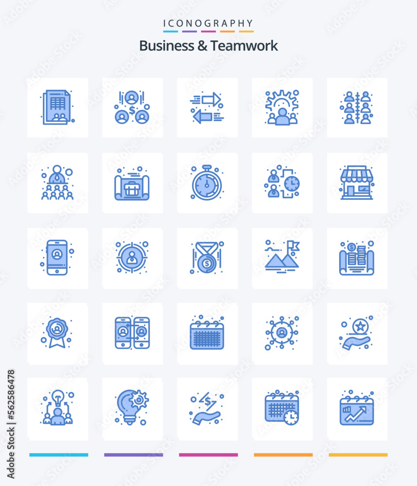 Creative Business And Teamwork 25 Blue icon pack  Such As work. relationship. arrows. building. team