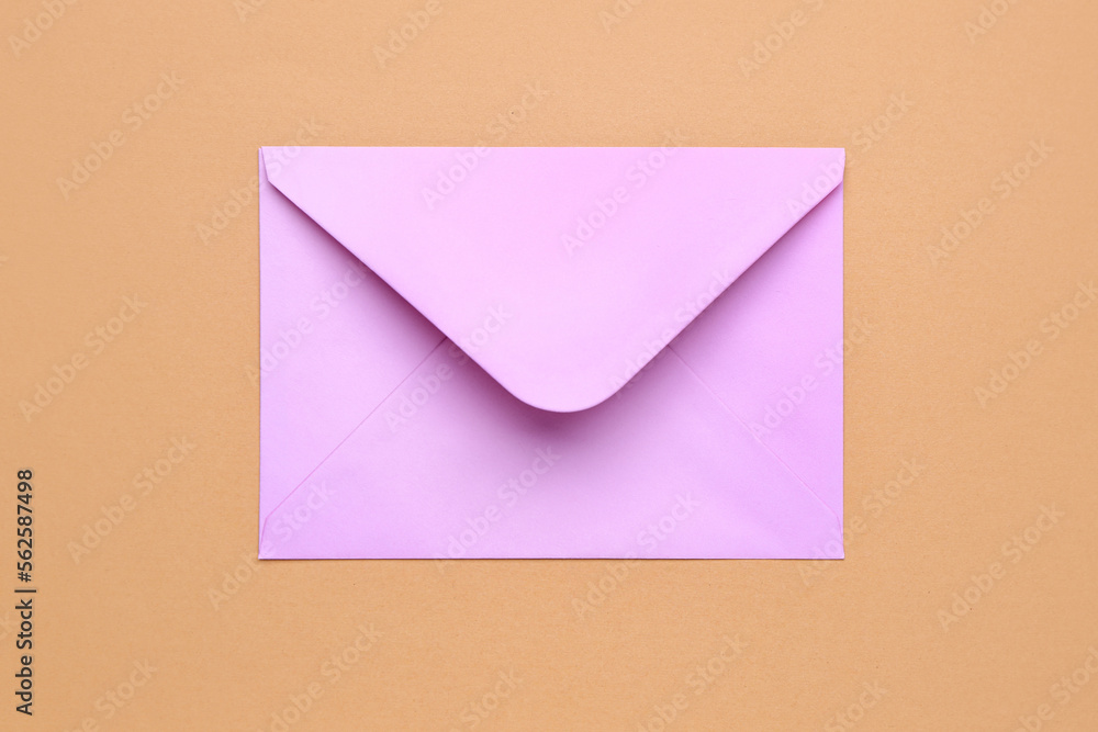 Pink envelope on color background Pink envelope on color background
