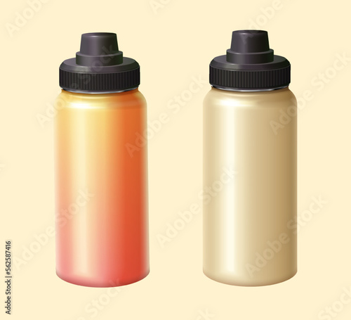 3D water bottle mock up set