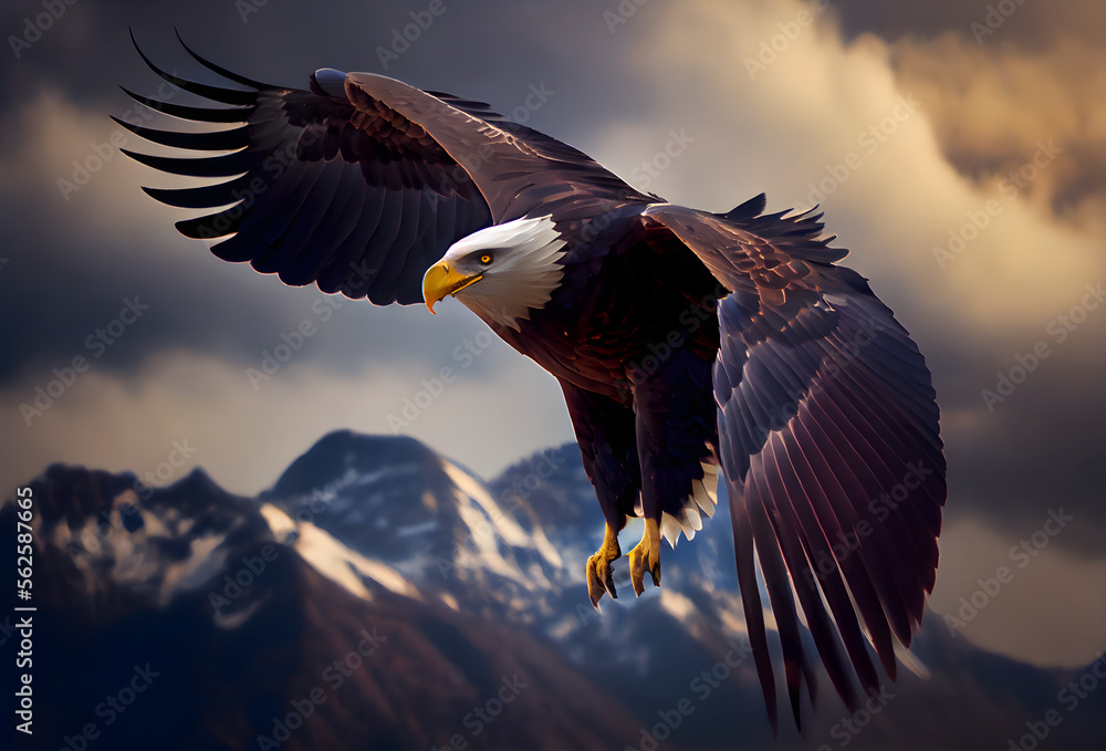 Obraz premium american bald eagle in flight, generative ai